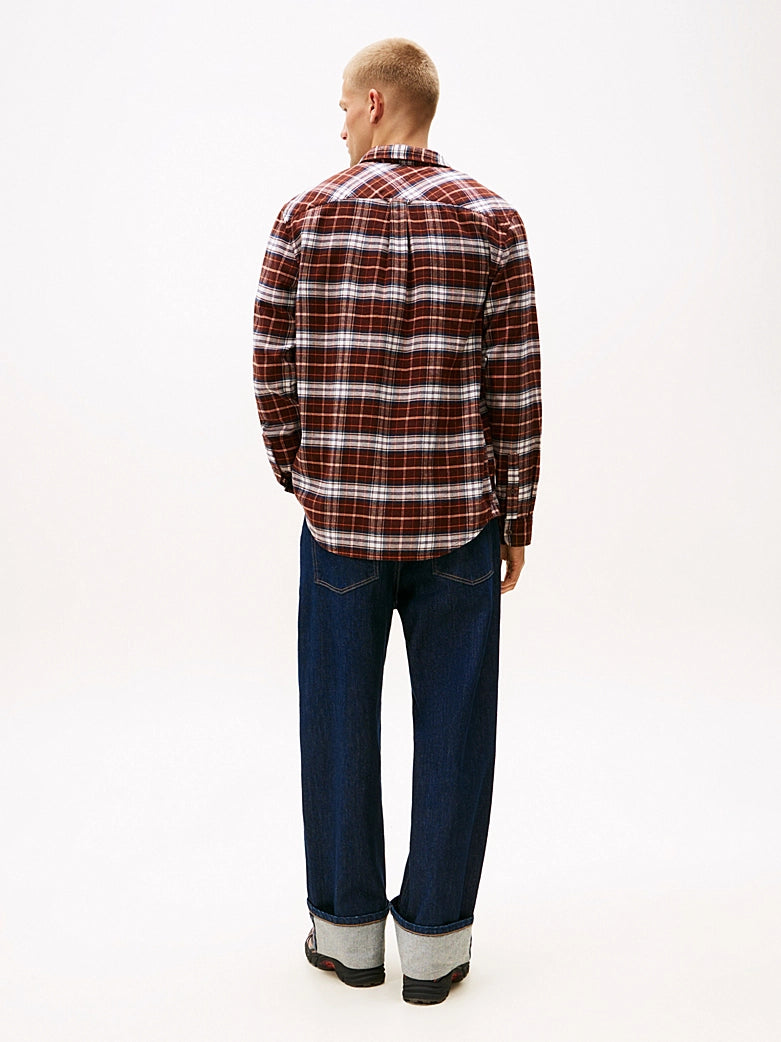 Regular Fit Check Flannel Shirt - Rich Brown/Big Check