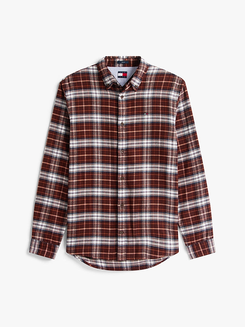 Regular Fit Check Flannel Shirt - Rich Brown/Big Check