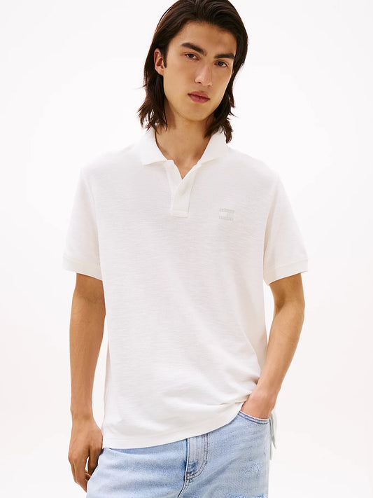 Tommy Badge Pique Polo Shirt - Ecru