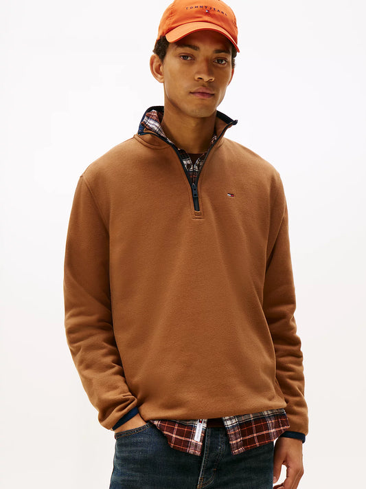 Tommy Flag Half-Zip Jumper - Pecan Nut