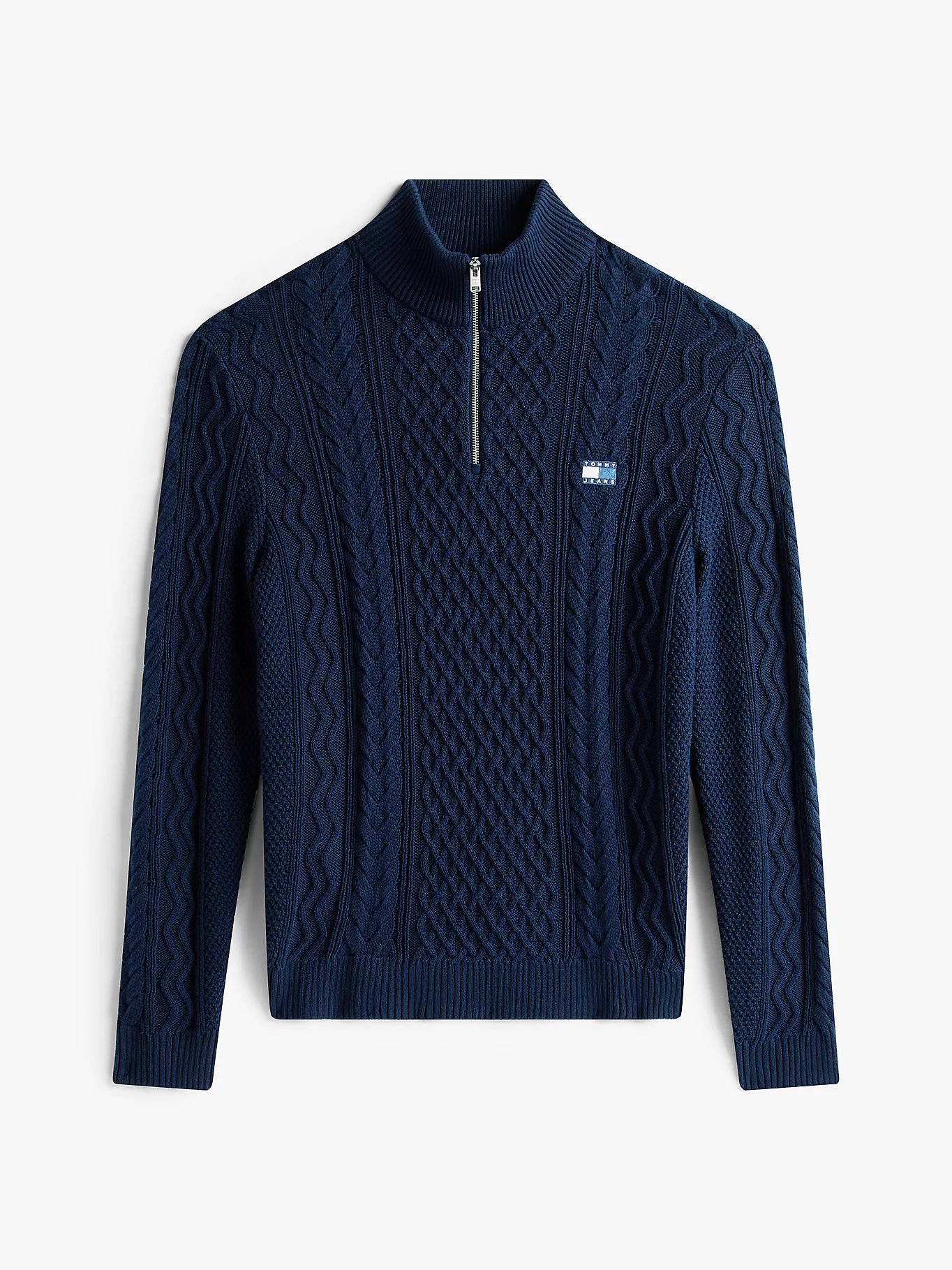 Cable Knit Quarter-Zip Slim Jumper - Dark Night Navy