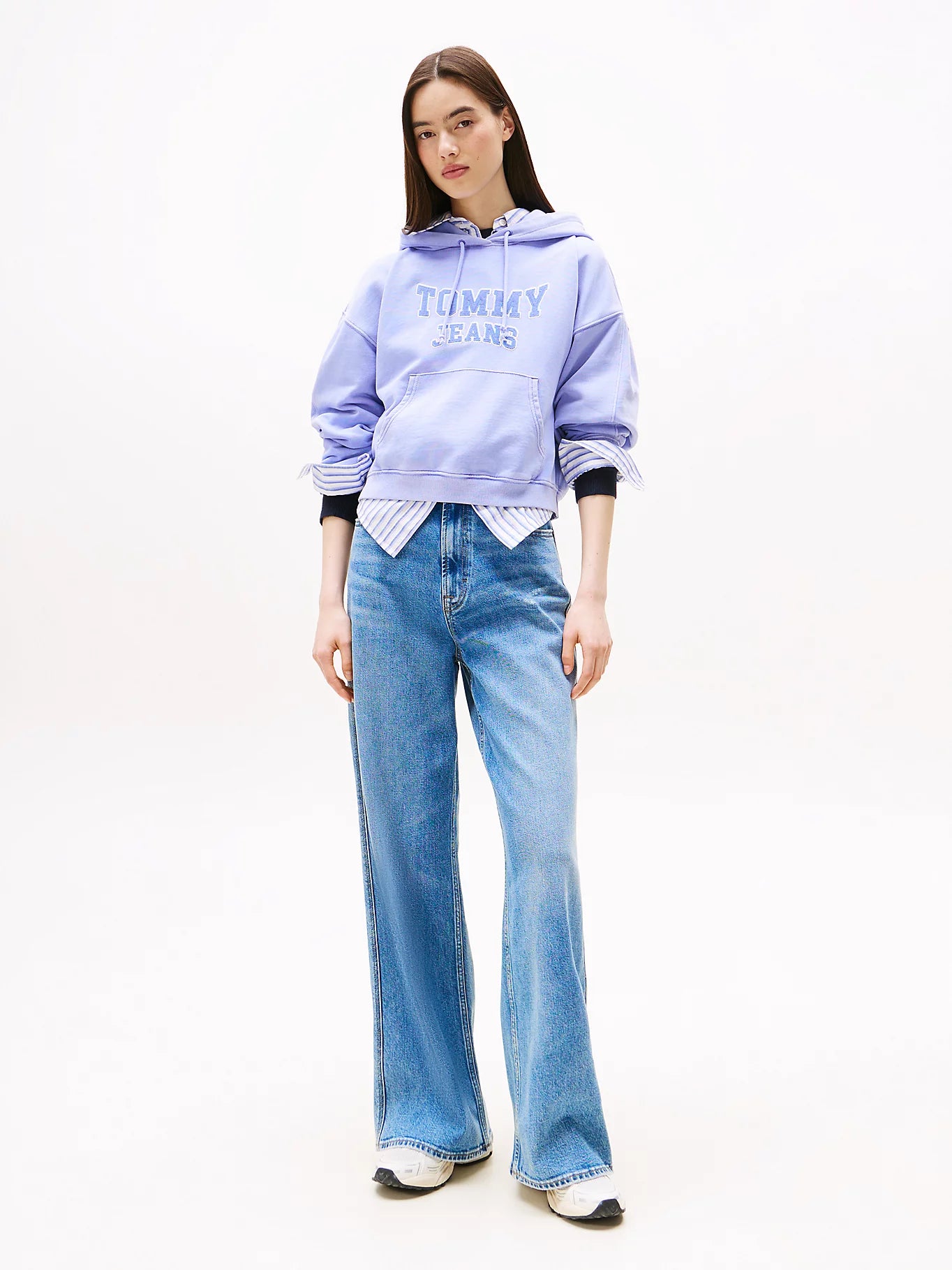 Varsity Appliqué Logo Boxy Hoody - Vintage Iris