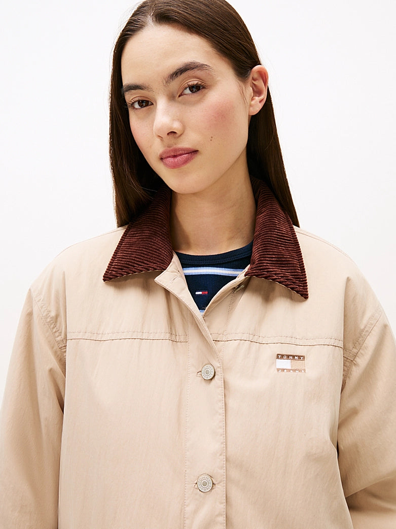 Tommy Badge Corduroy Collar Chore Jacket - Malted Milk