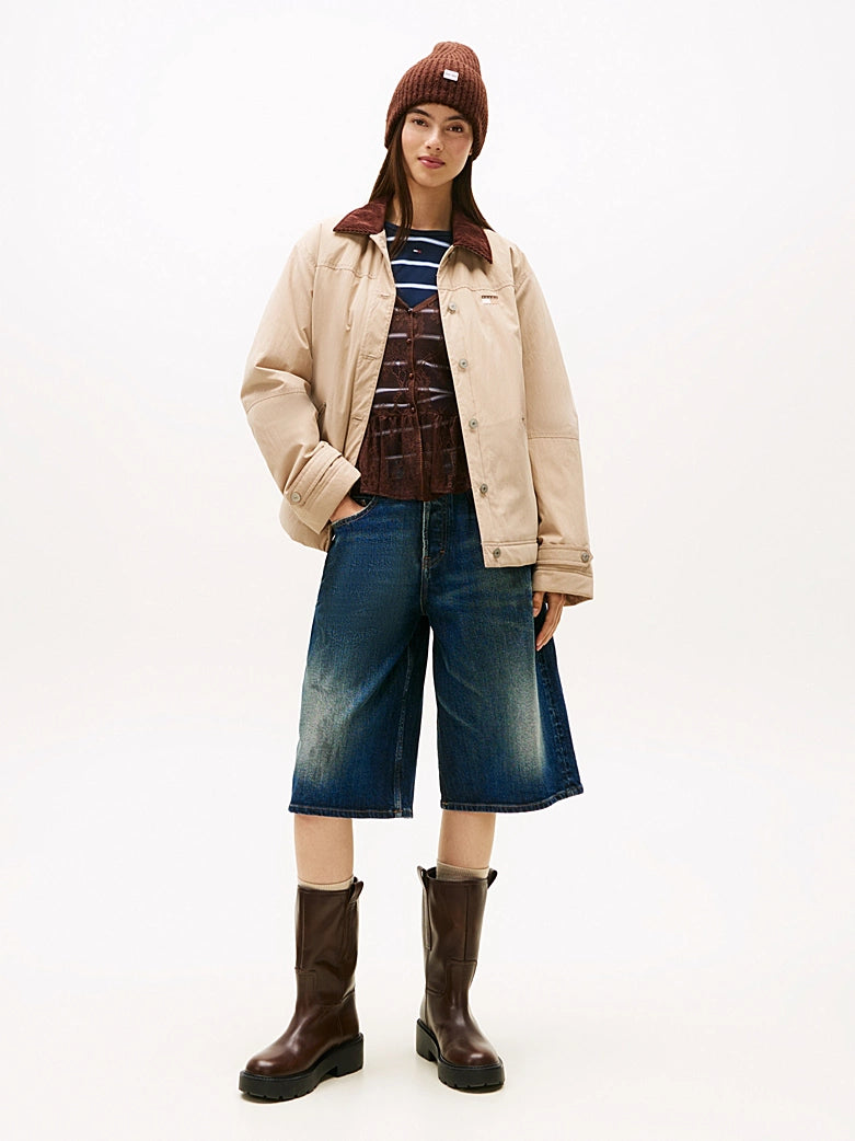 Tommy Badge Corduroy Collar Chore Jacket - Malted Milk
