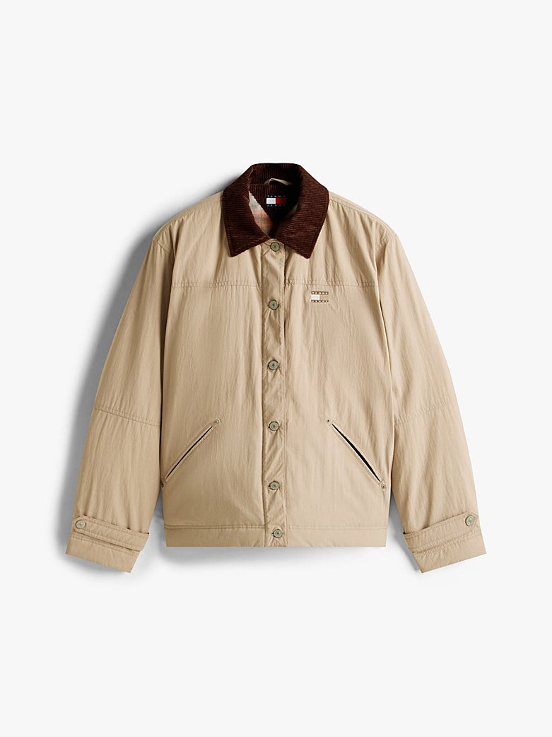 Tommy Badge Corduroy Collar Chore Jacket - Malted Milk