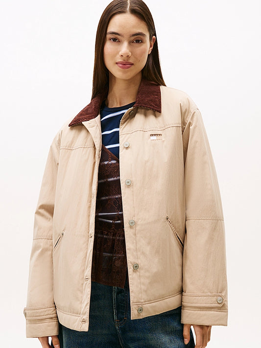 Tommy Badge Corduroy Collar Chore Jacket - Malted Milk