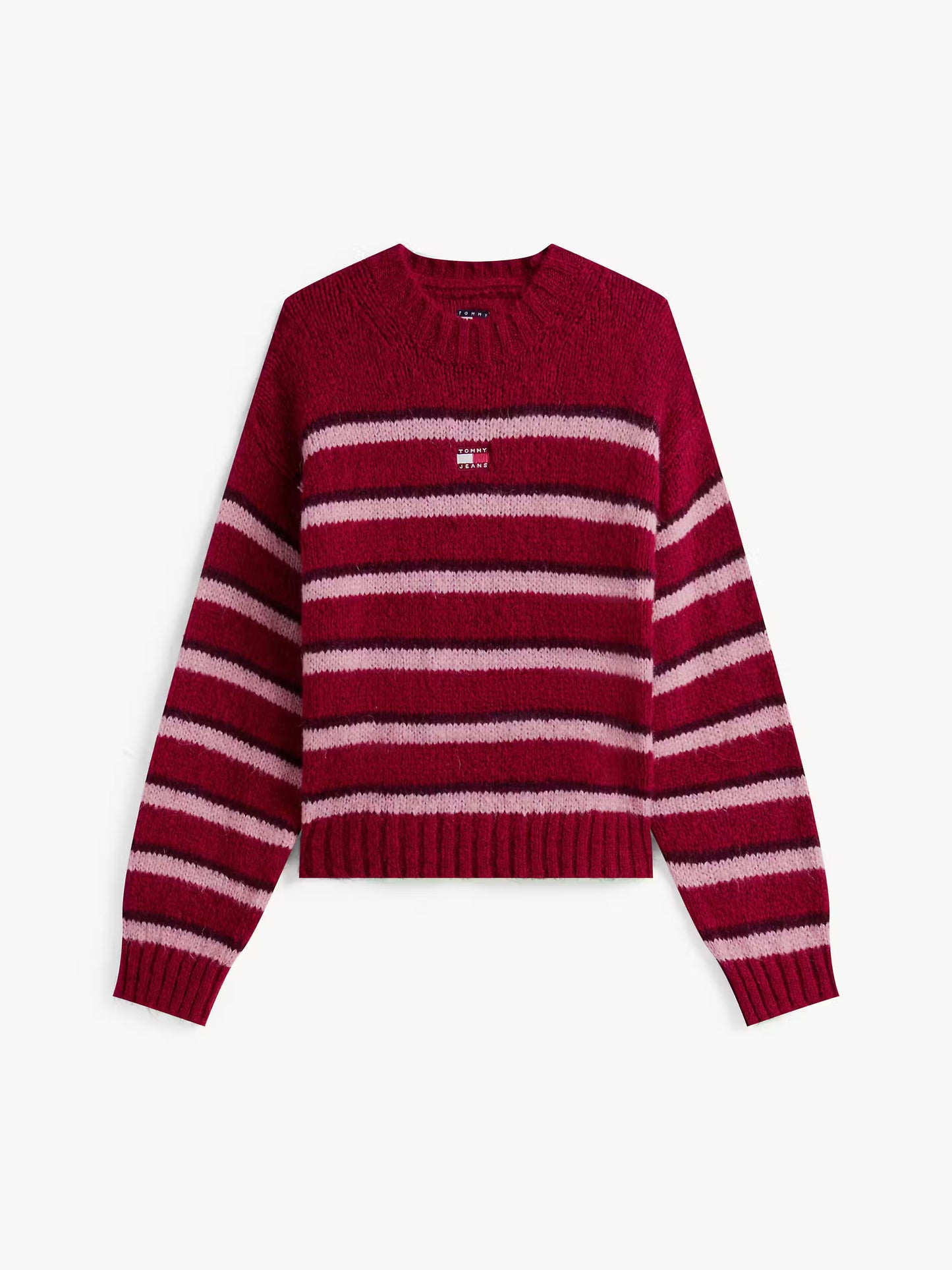 Badge Stripe Relaxed Jumper - Cherry