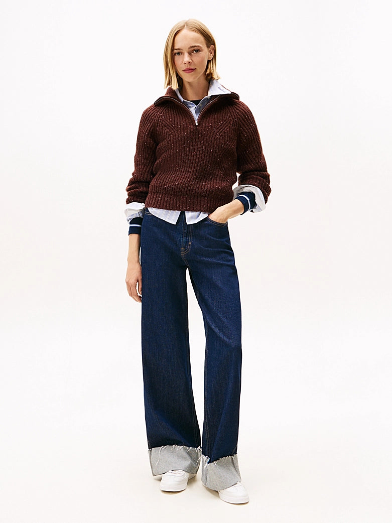 Logo Half-Zip Jumper With Wool - Rich Brown
