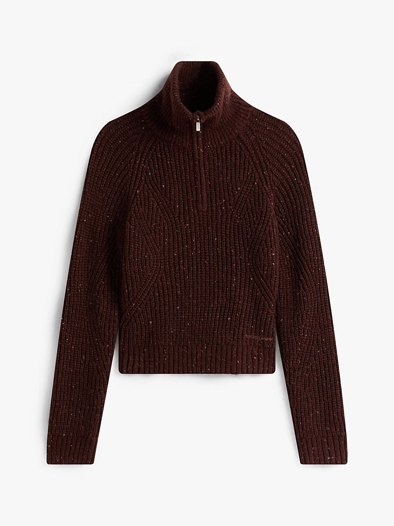 Logo Half-Zip Jumper With Wool - Rich Brown