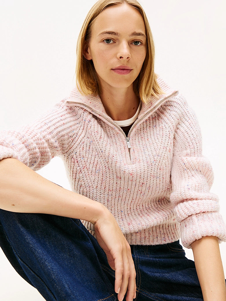 Logo Half-Zip Jumper With Wool - Ancient White