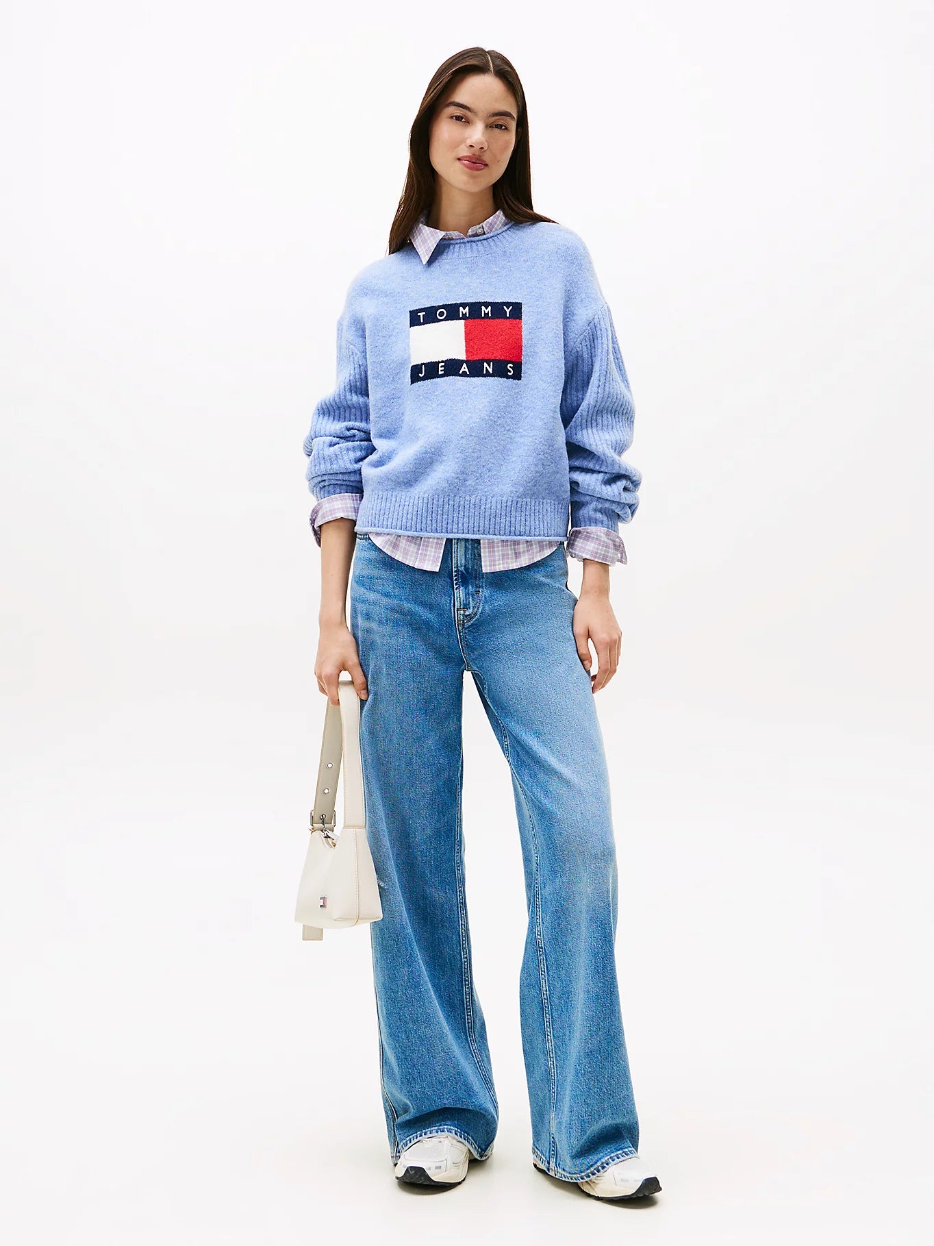 Tommy Flag Relaxed Mélange Jumper - Vintage Iris Heather