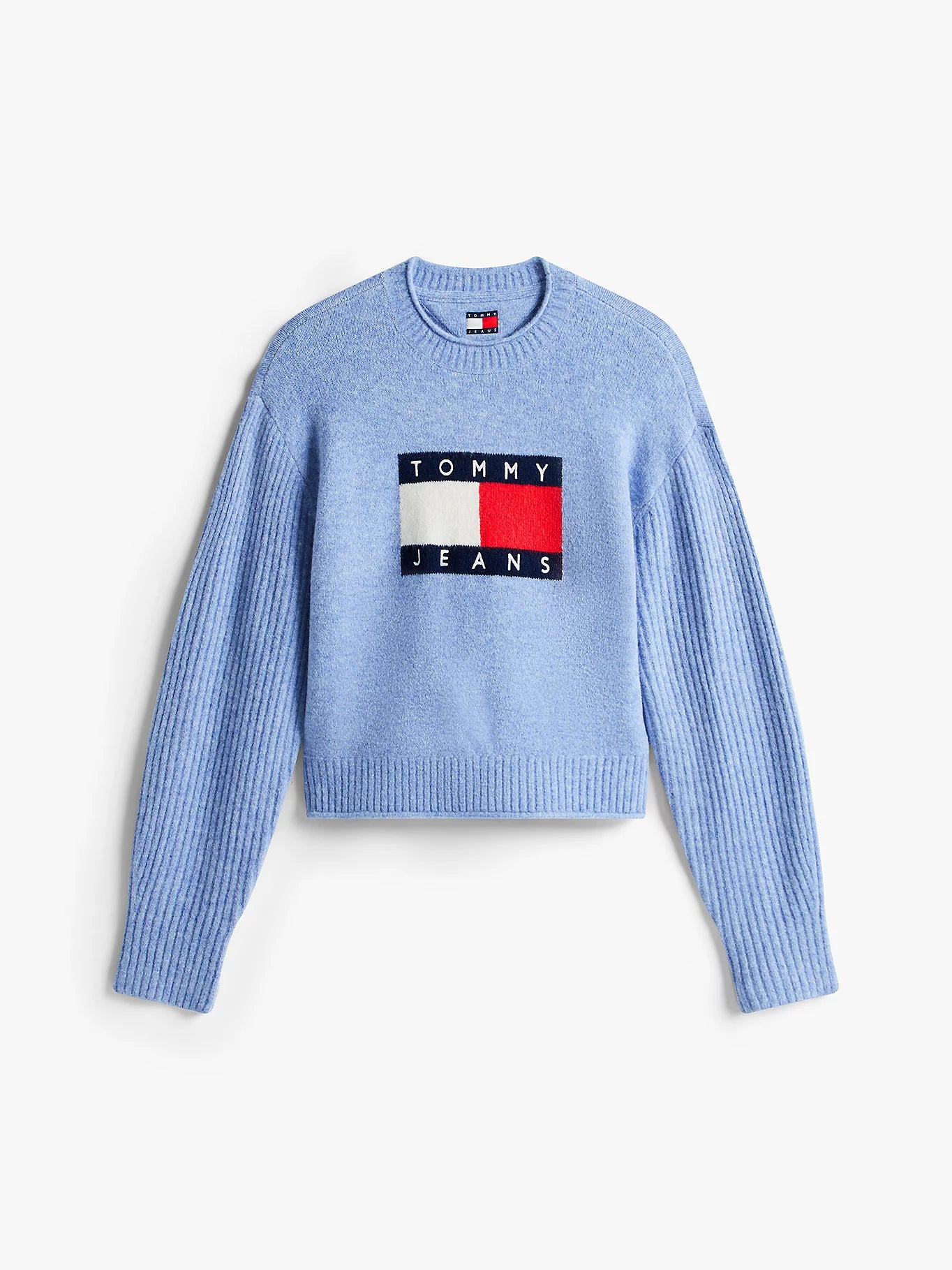 Tommy Flag Relaxed Mélange Jumper - Vintage Iris Heather