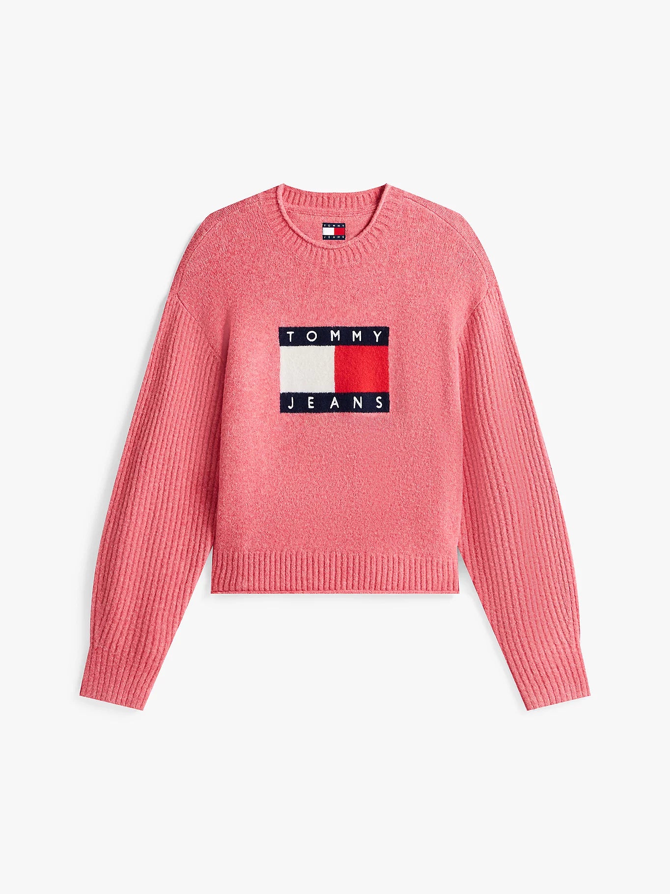 Tommy Flag Relaxed Mélange Jumper - Vintage Cerise Heather