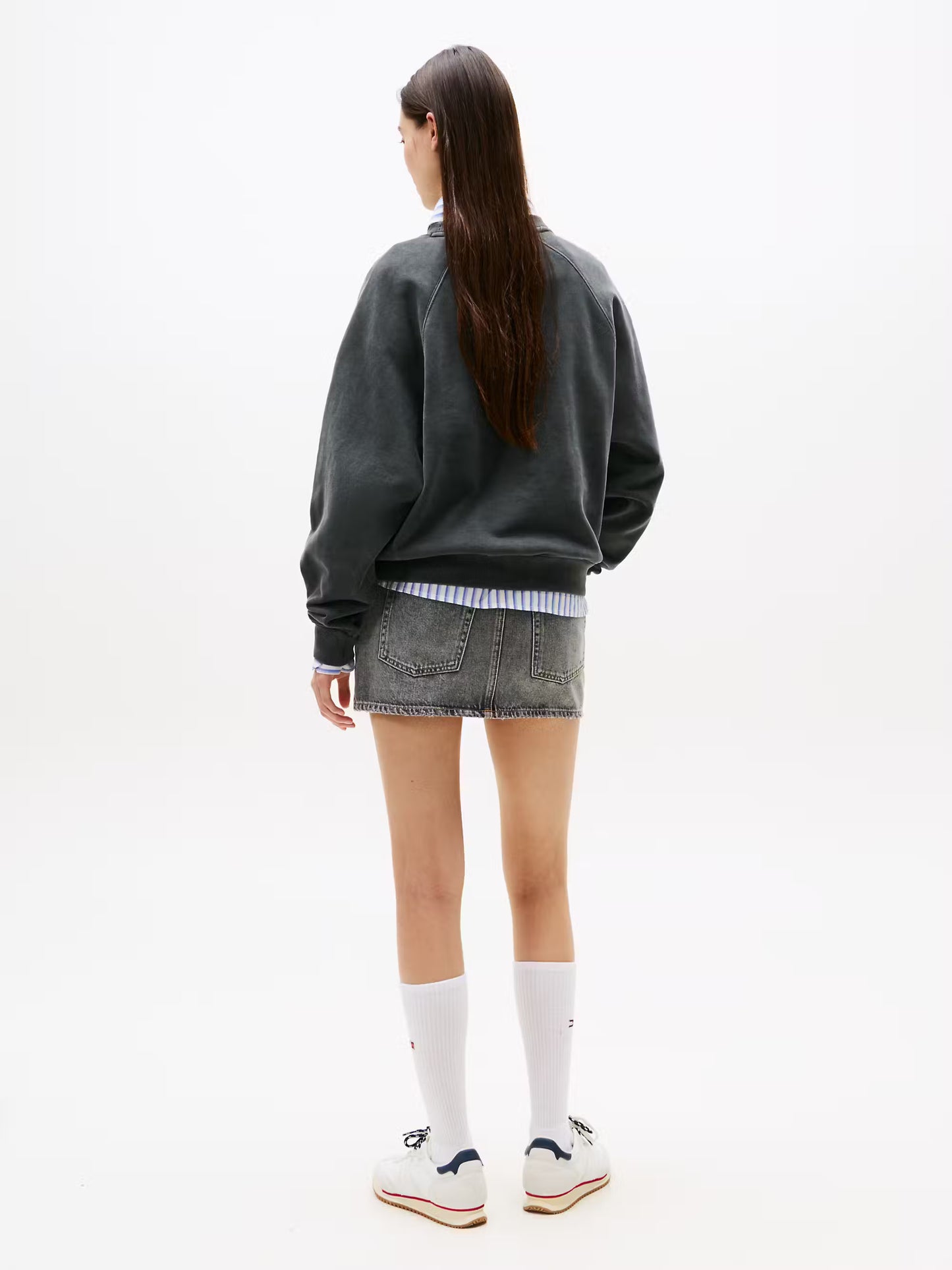 Varsity Applique Logo Boxy Sweatshirt - Charcoal