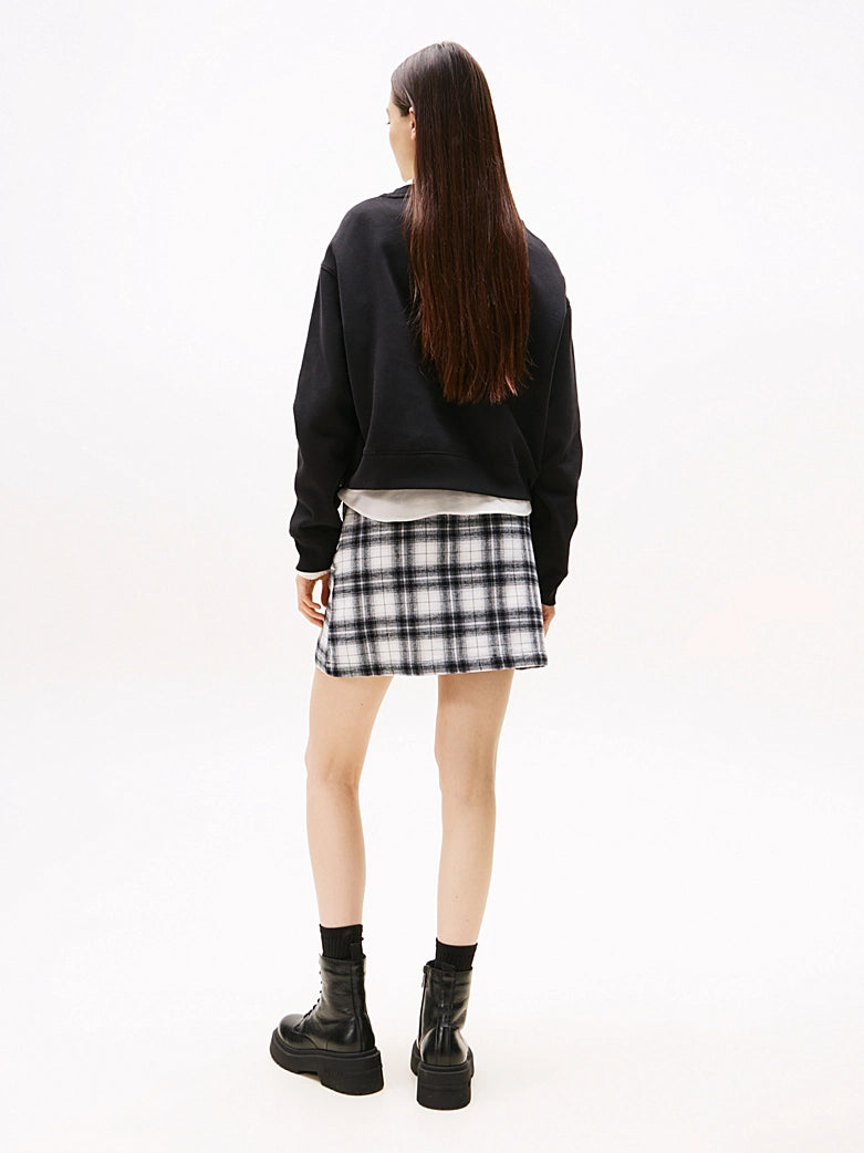 Metallic Logo Relaxed Crew Sweatshirt - Black