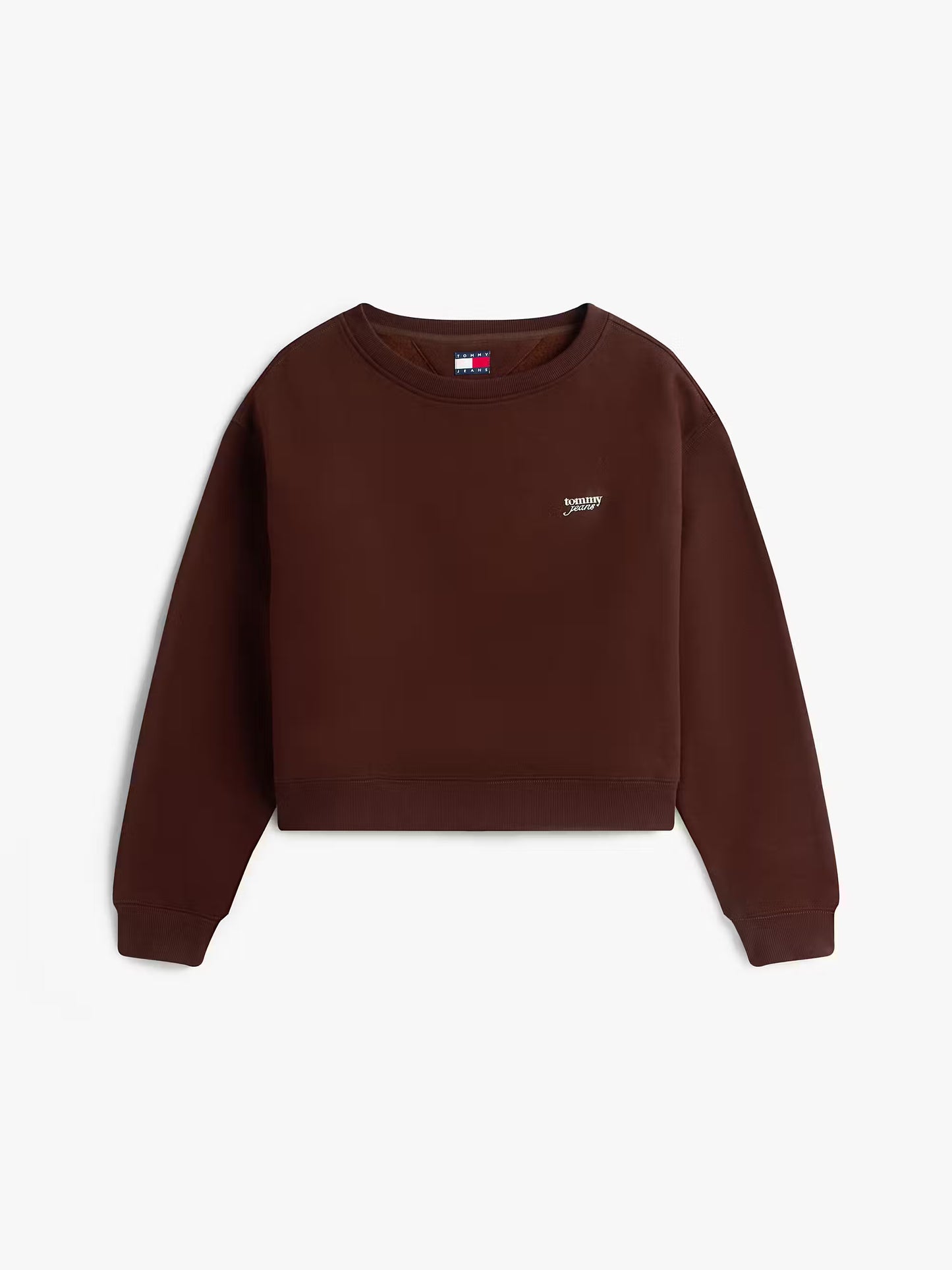 Metallic Logo Relaxed Crew Neck Sweatshirt - Rich Brown