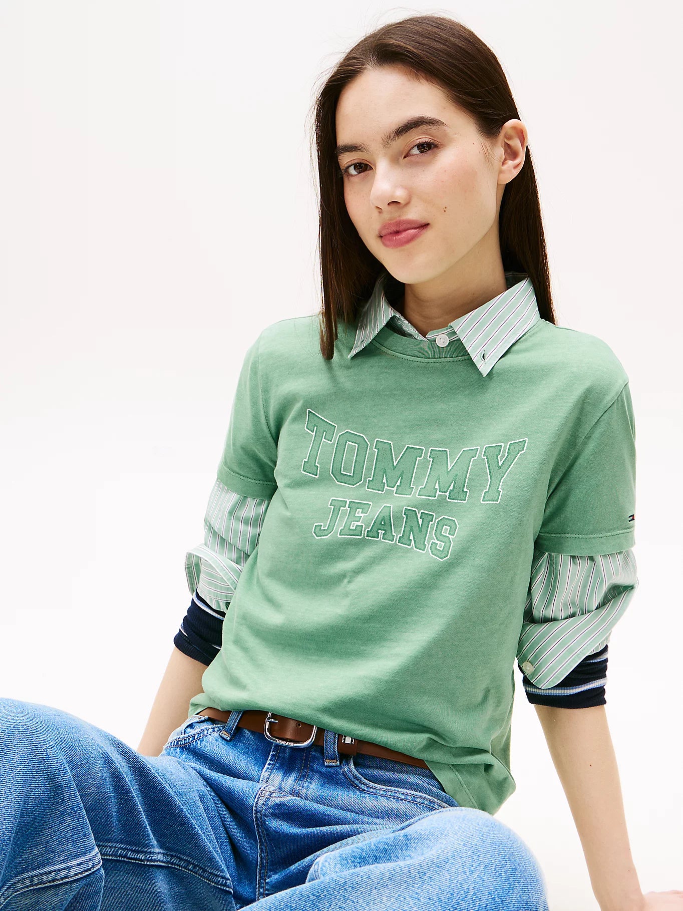 Varsity Crew Neck T-Shirt - Cloudy Jade
