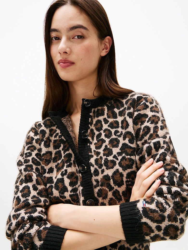 Leopard Print Relaxed Cardigan - Leopard