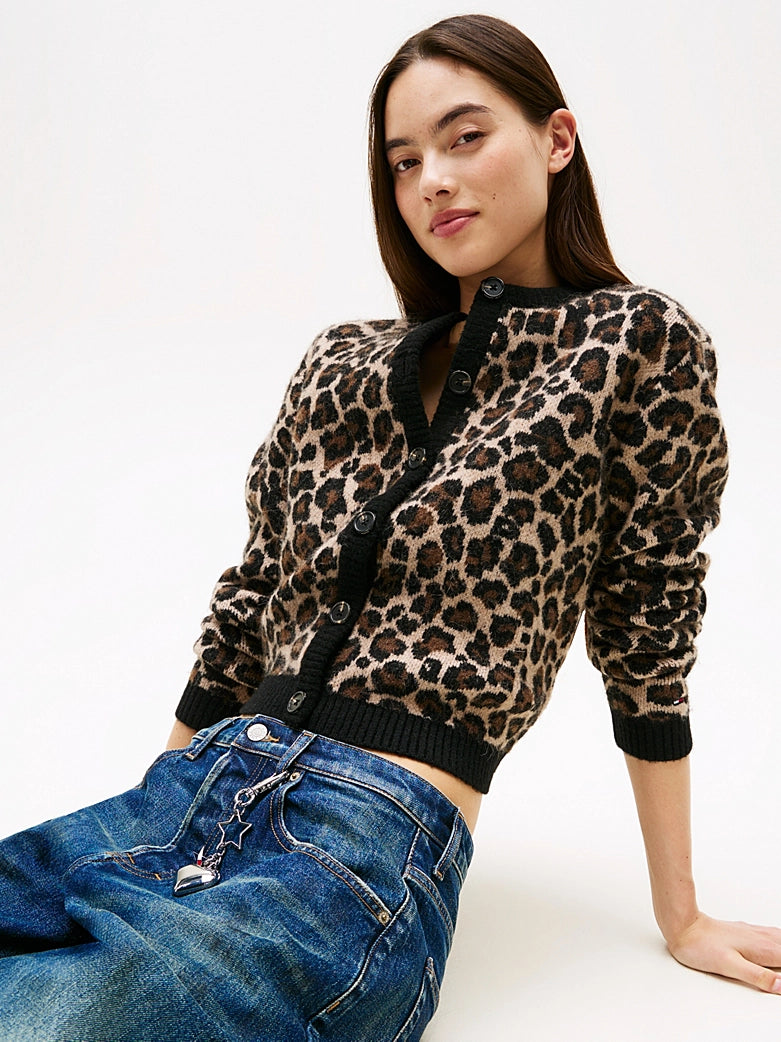 Leopard Print Relaxed Cardigan - Leopard