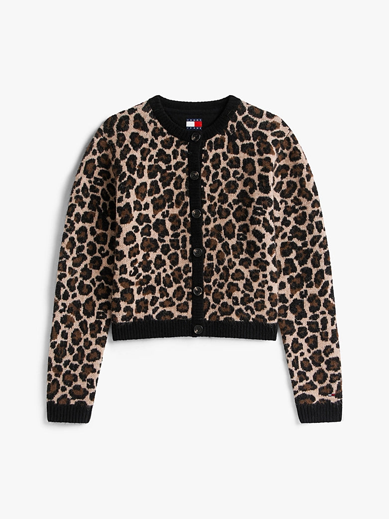 Leopard Print Relaxed Cardigan - Leopard