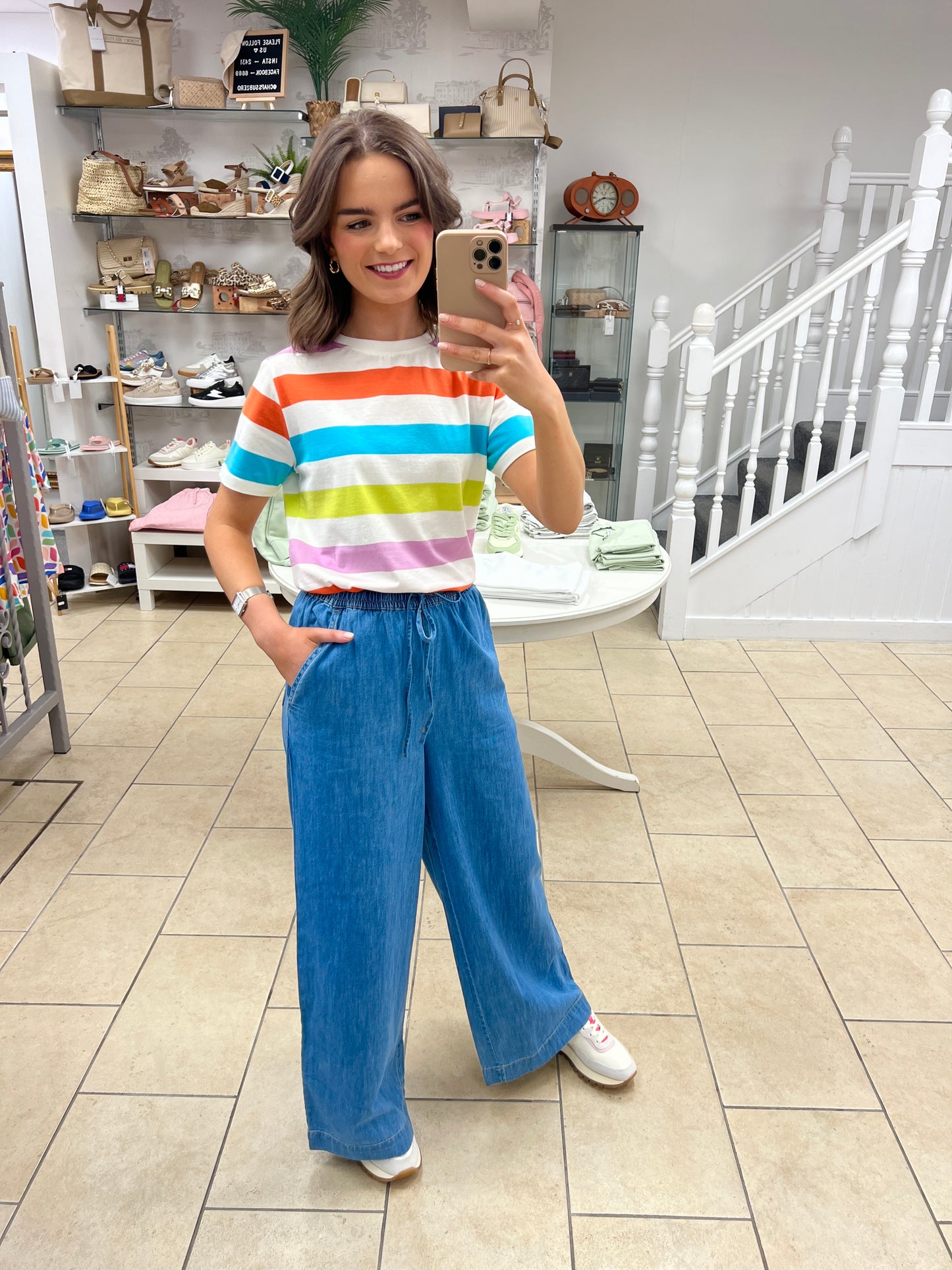 Maggie T-Shirt - Multi, Bold Stripes