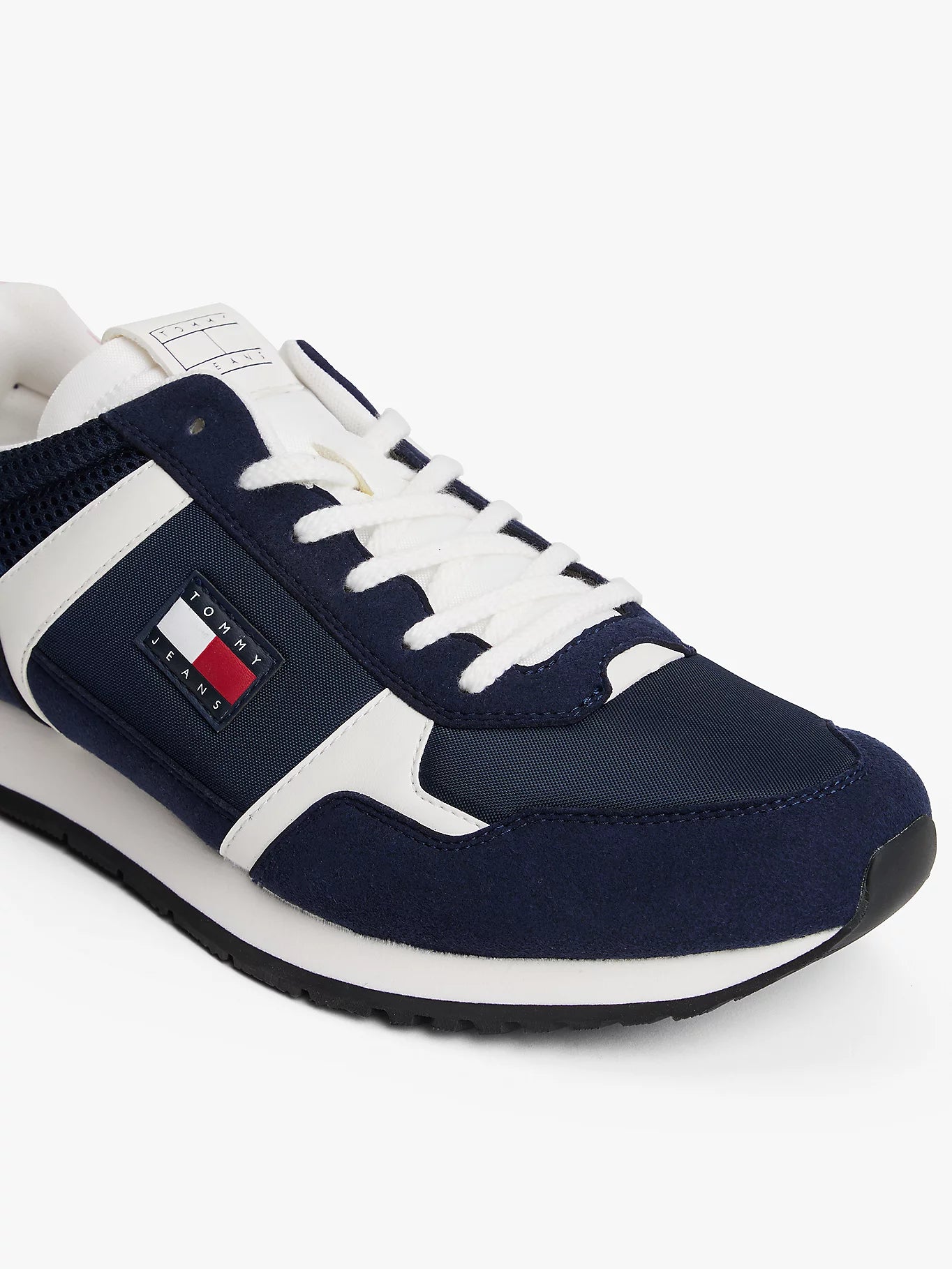 Mixed Texture Trainers - Dark Blue