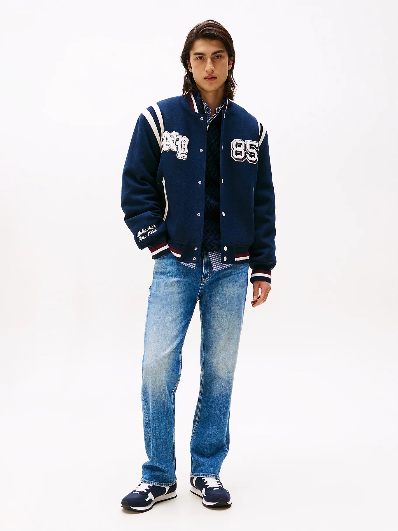 Mixed Texture Trainers - Dark Blue
