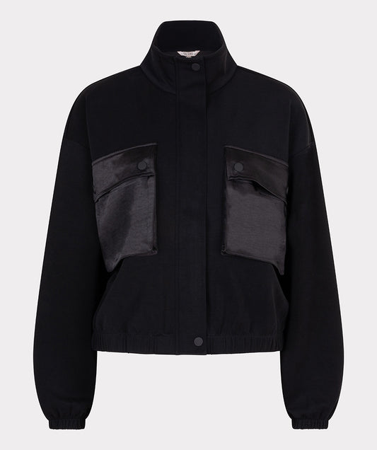 EsQualo Modal Bomber Cardigan - Black