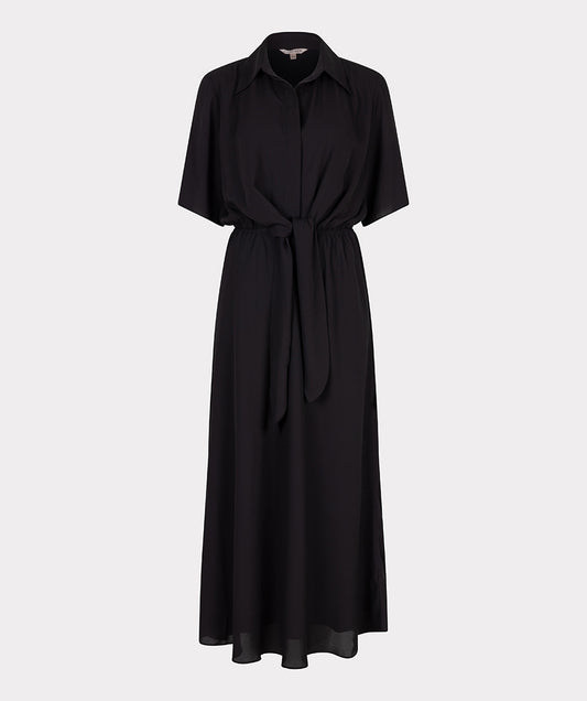 EsQualo Long Sleeve Knot Dress - Black