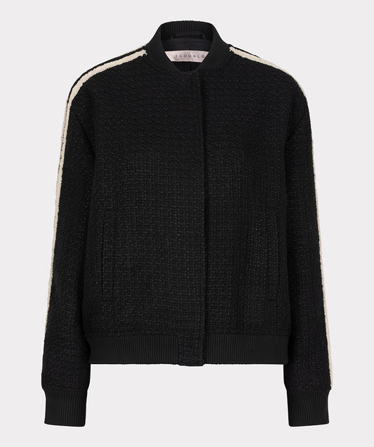 EsQualo Tweed Bomber Jacket - Black