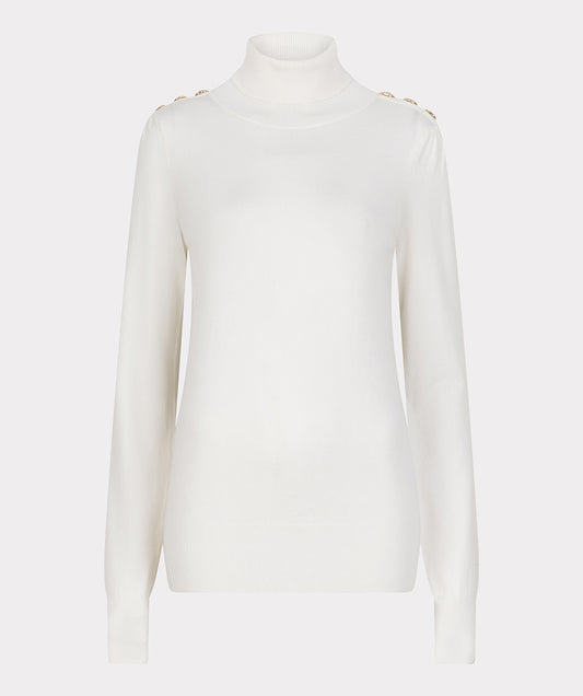 EsQualo Fine Knit Detailed Sweater - Off White