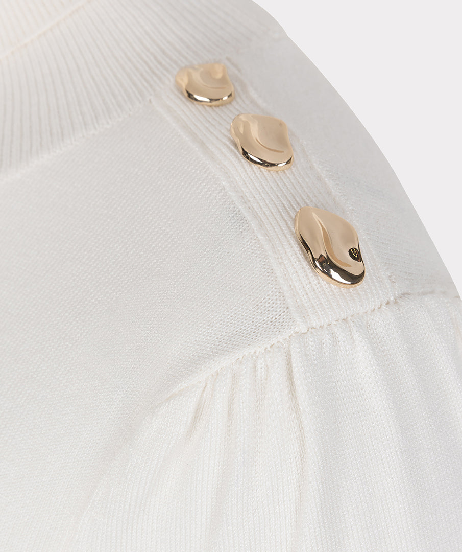EsQualo Fine Knit Detailed Sweater - Off White