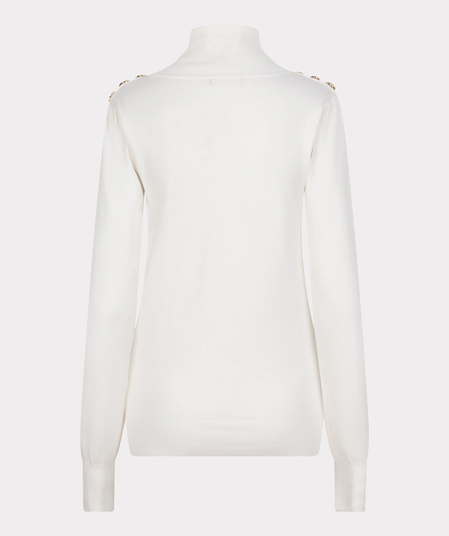 EsQualo Fine Knit Detailed Sweater - Off White