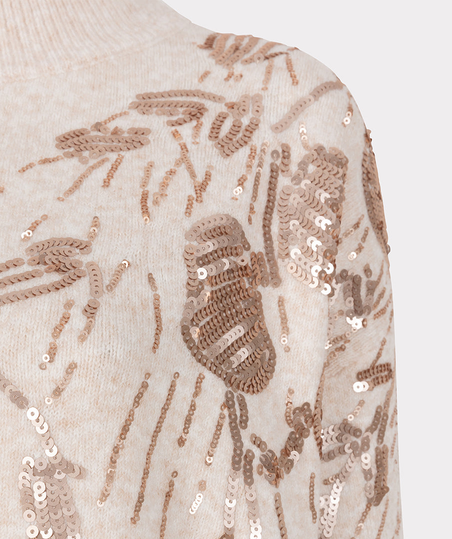 EsQualo Sequin Sweater - Light Sand