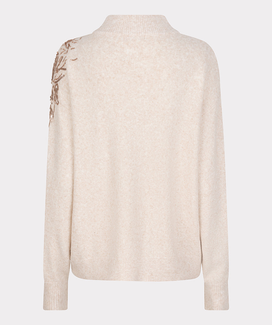 EsQualo Sequin Sweater - Light Sand