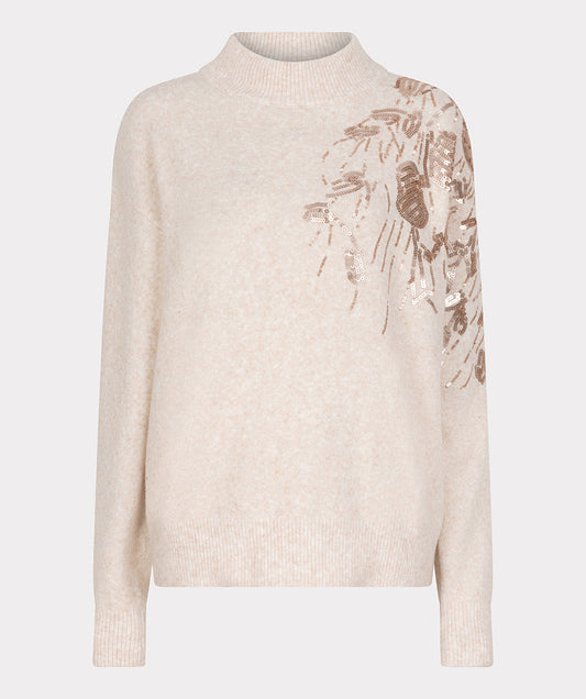 EsQualo Sequin Sweater - Light Sand