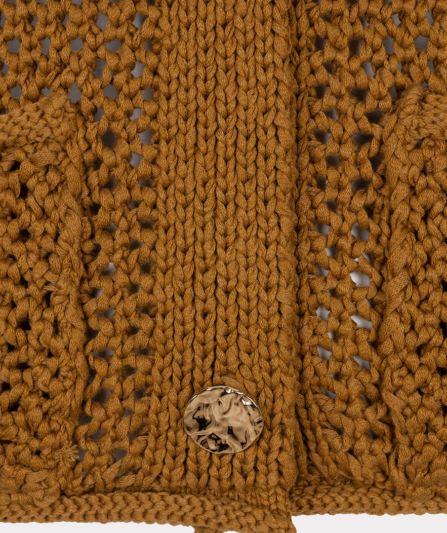EsQualo Chunky Knit Vest Cardi - Olive