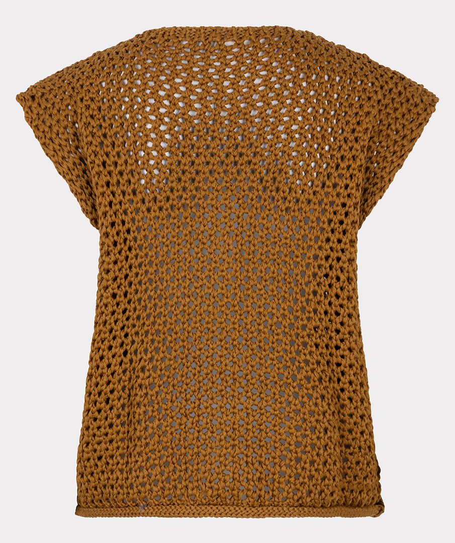 EsQualo Chunky Knit Vest Cardi - Olive