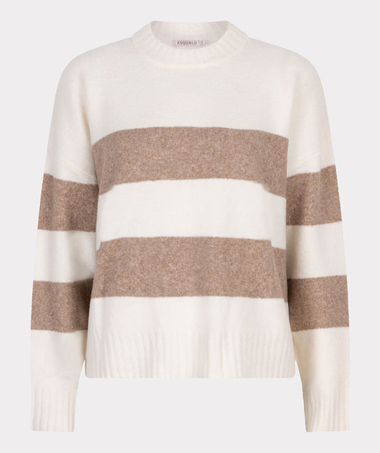 EsQualo Stripe Sweater - Off White / Tan