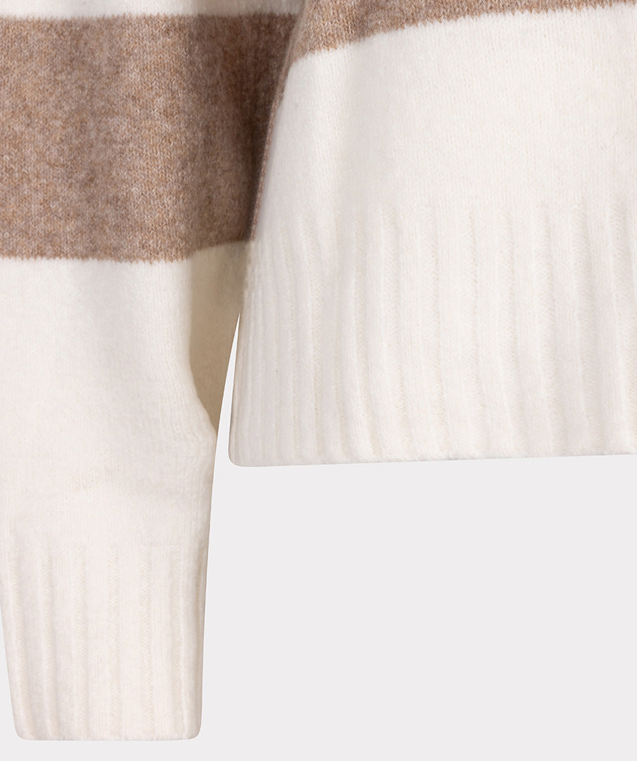 EsQualo Stripe Sweater - Off White / Tan
