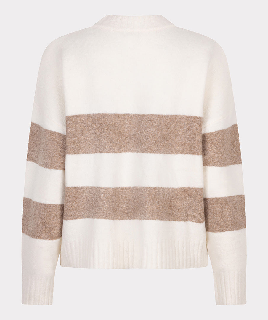 EsQualo Stripe Sweater - Off White / Tan