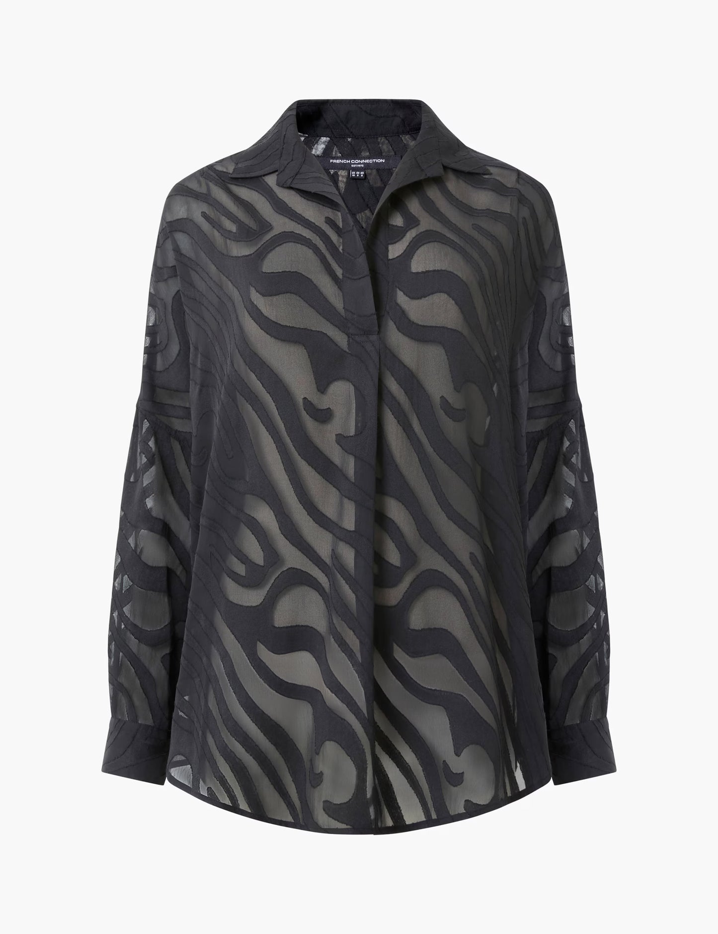Zebra Devore Popover Shirt - Black