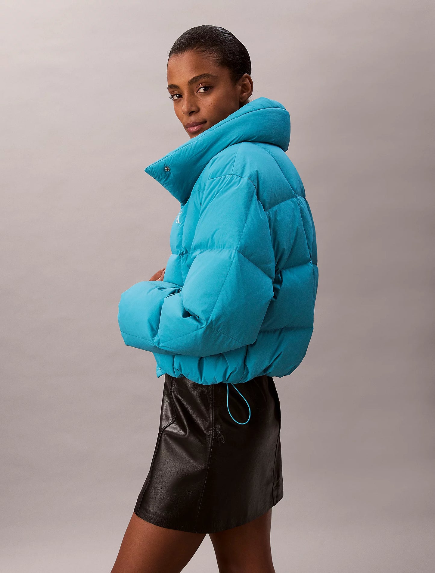 Short Down Puffer Jacket - Teal Slate