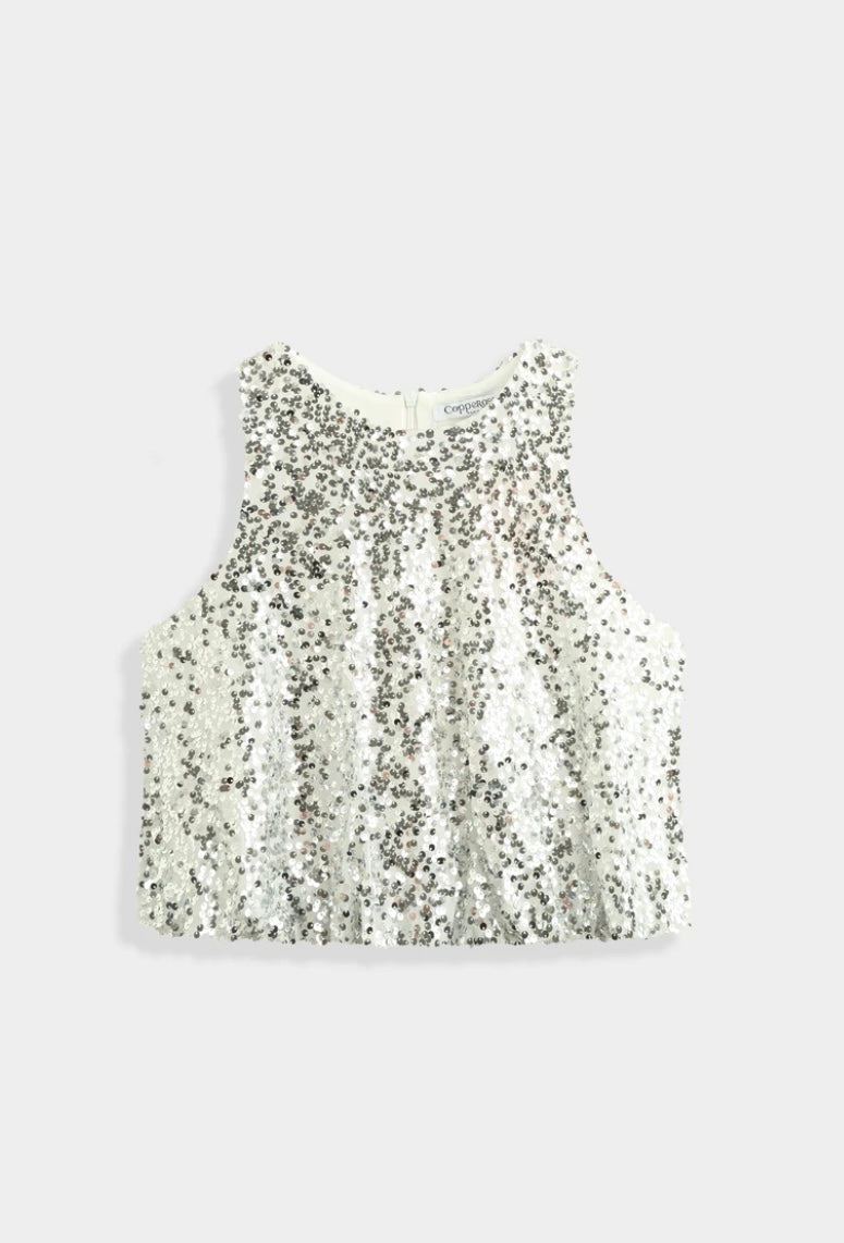 Gemma Sequin Tank Top - Champagne