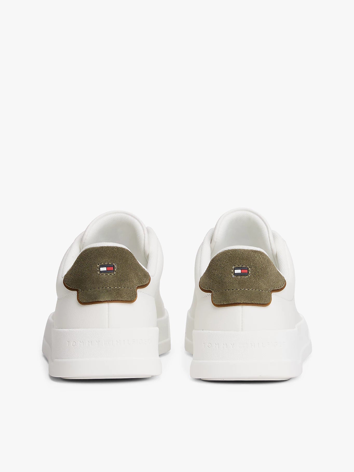 Leather Court Trainers - Ecru/Platinum Olive