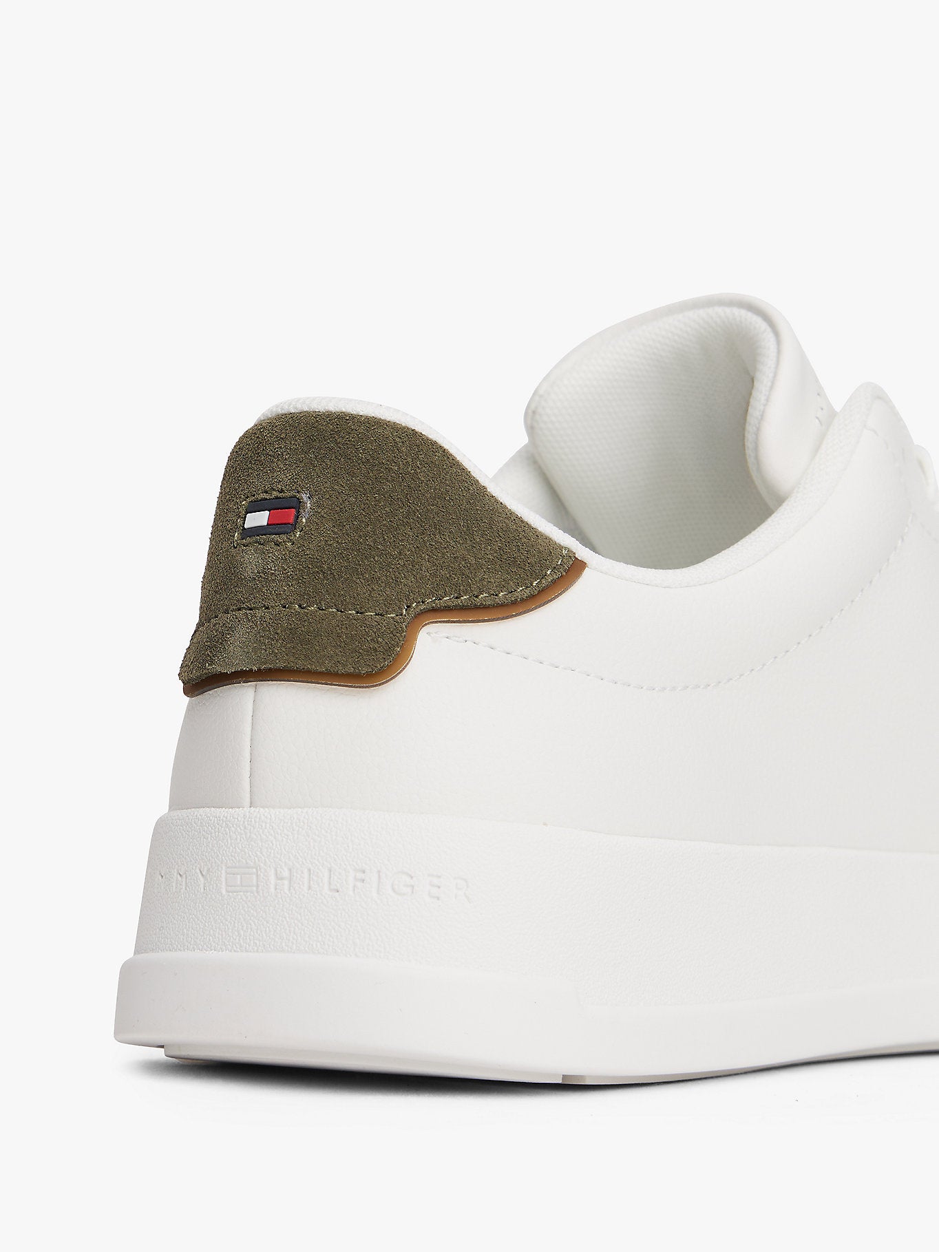 Leather Court Trainers - Ecru/Platinum Olive