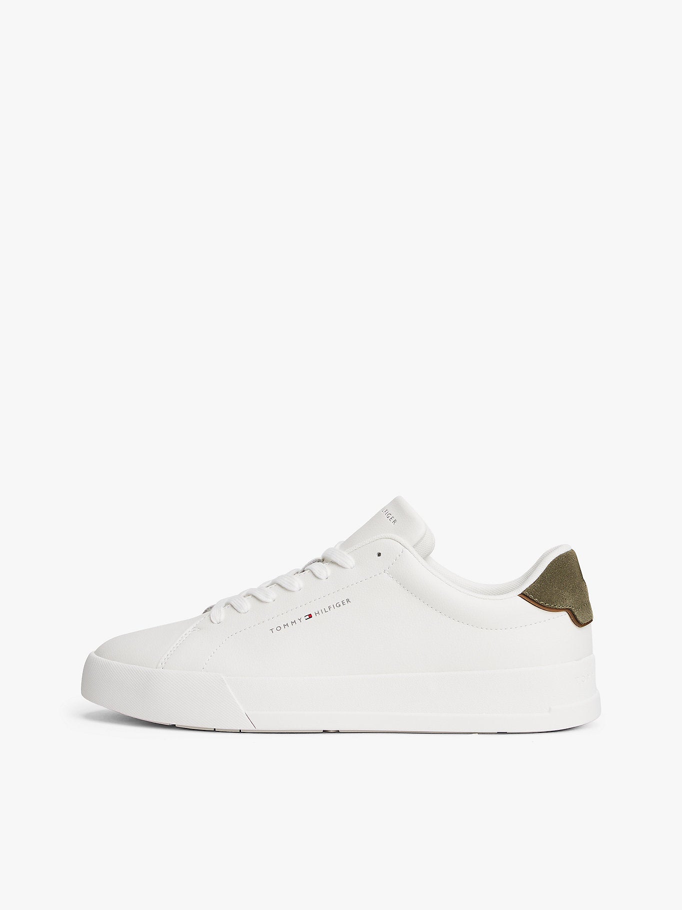 Leather Court Trainers - Ecru/Platinum Olive