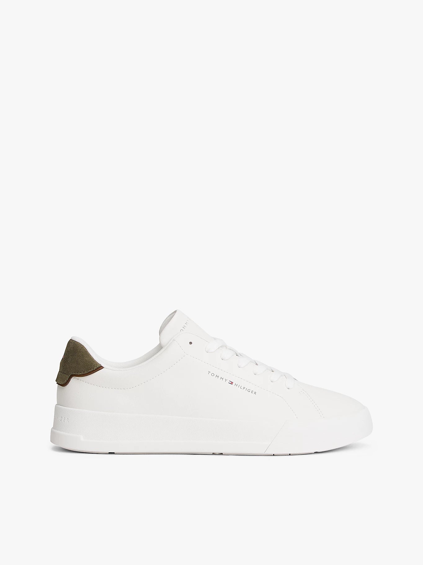 Leather Court Trainers - Ecru/Platinum Olive