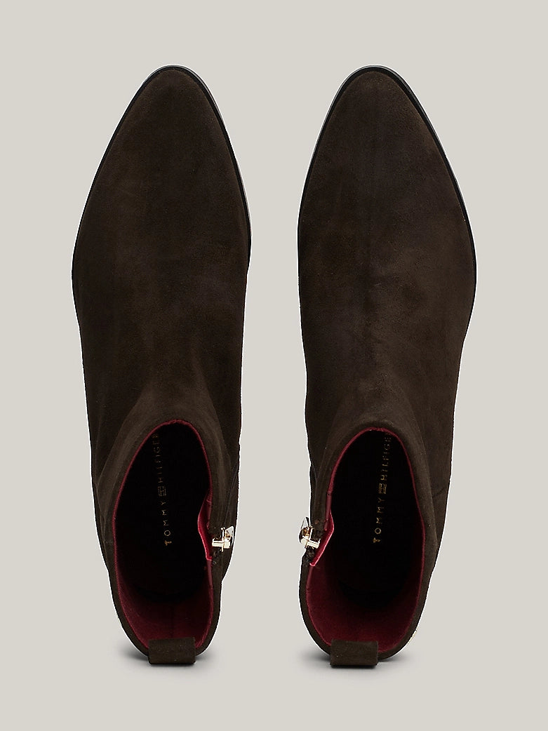 Tommy Hilfiger - Monogram Suede Ankle Cowboy Boots - Dark Coffee