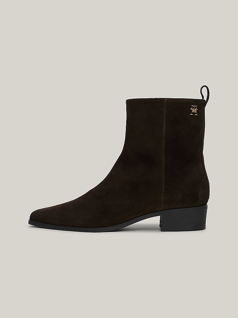 Tommy Hilfiger - Monogram Suede Ankle Cowboy Boots - Dark Coffee